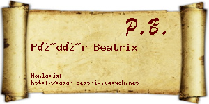 Pádár Beatrix névjegykártya